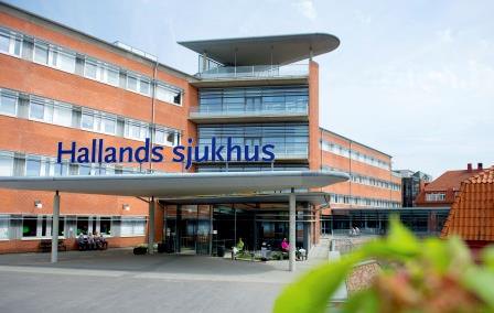 Bild på huvudentrén Hallands sjukhus Halmstad