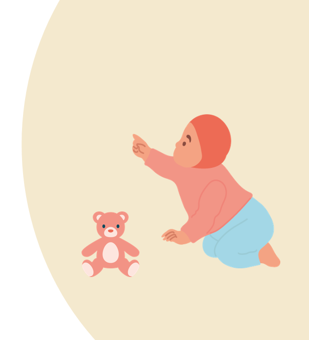 Illustration av det lilla barnet och en nalle. 