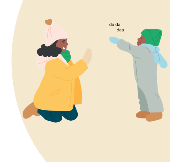 Illustration över förälder och barn som pratar med varandra. 