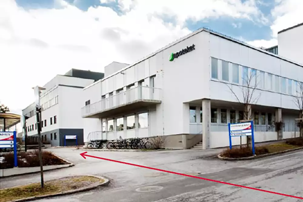 Vägen till förlossningsavdelningen, Västerviks sjukhus.