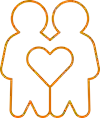en figur som visar två personer med ett hjärta emellan