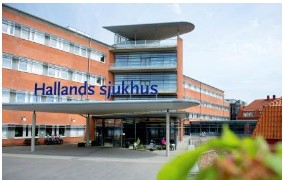 Bild på huvudentrén Hallands sjukhus Halmstad