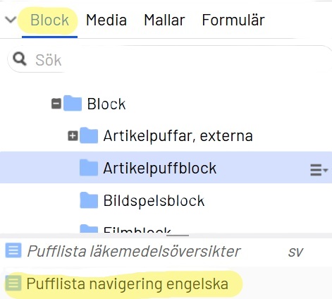 Bild på var blocket med språkpuffar finns.