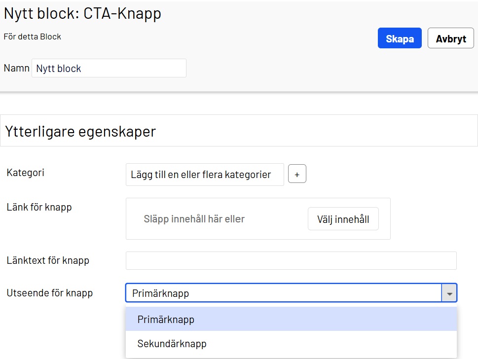 Bild på ett CTA-knappblock i Opti
