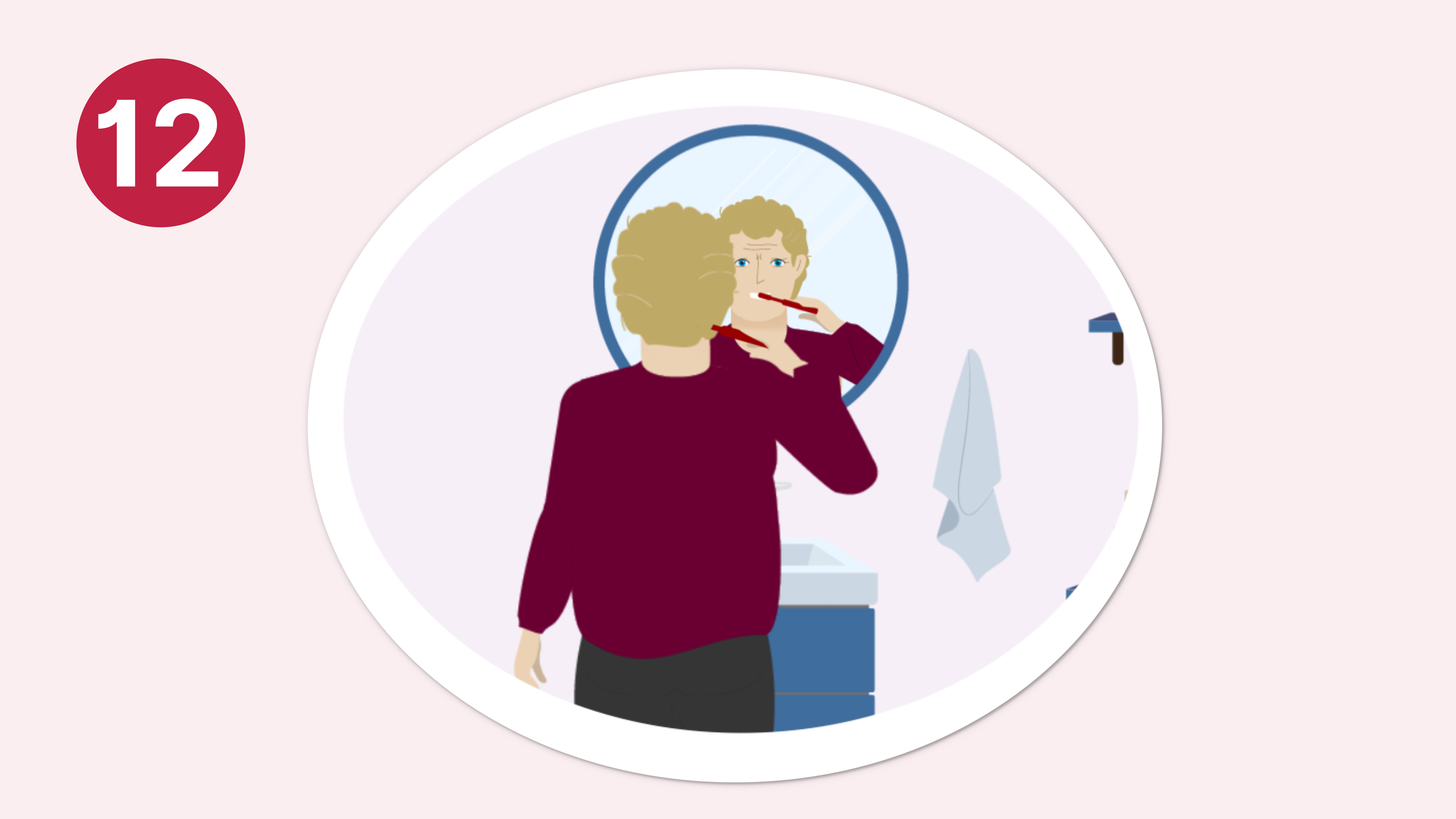 En person borstar tänderna.