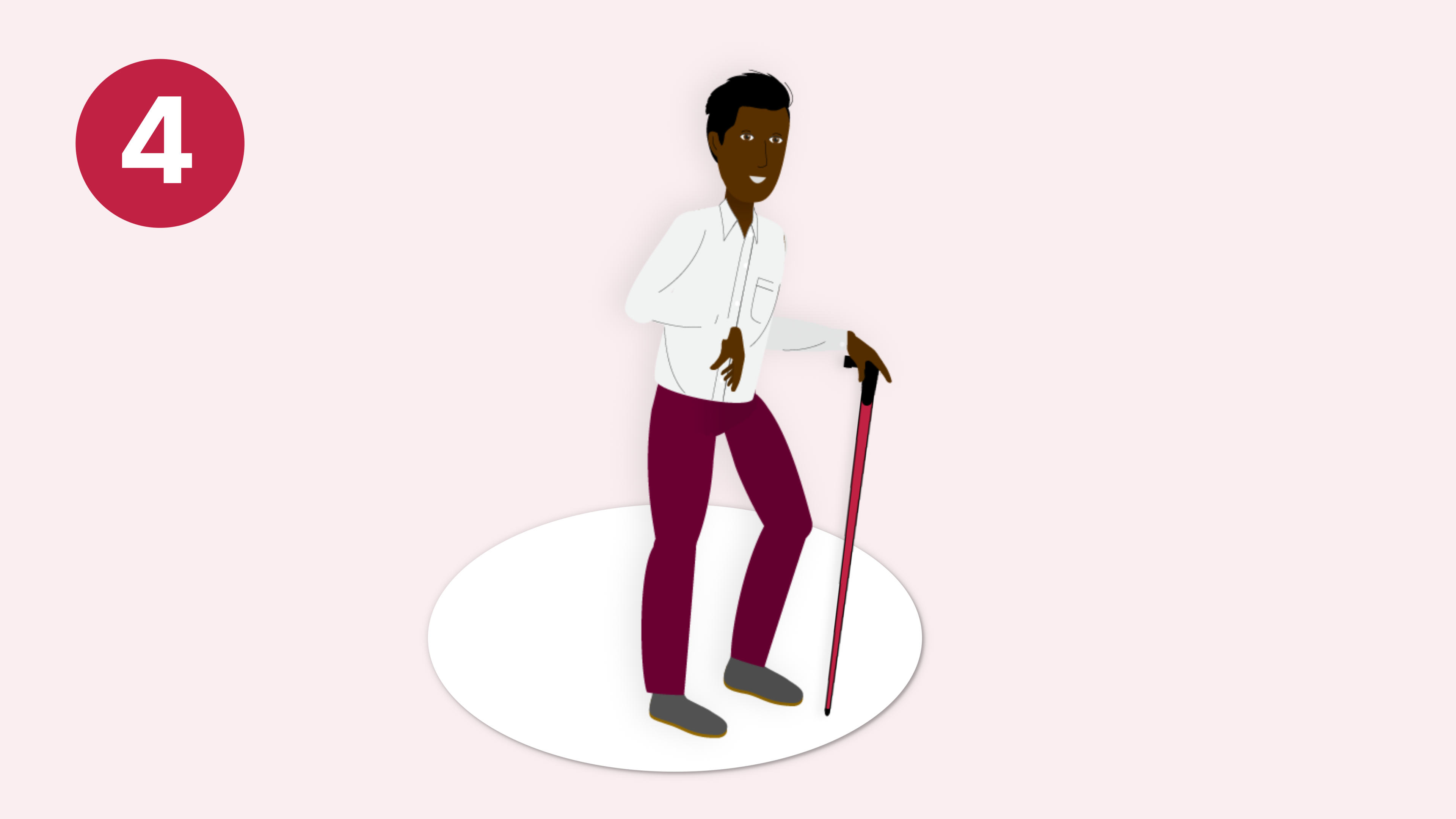 En person som går med käpp.