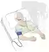 Person som ligger ner och har en respirator med en tub ner i munnen. 