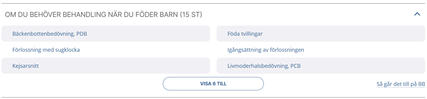 Infälld sökdriven länklista 