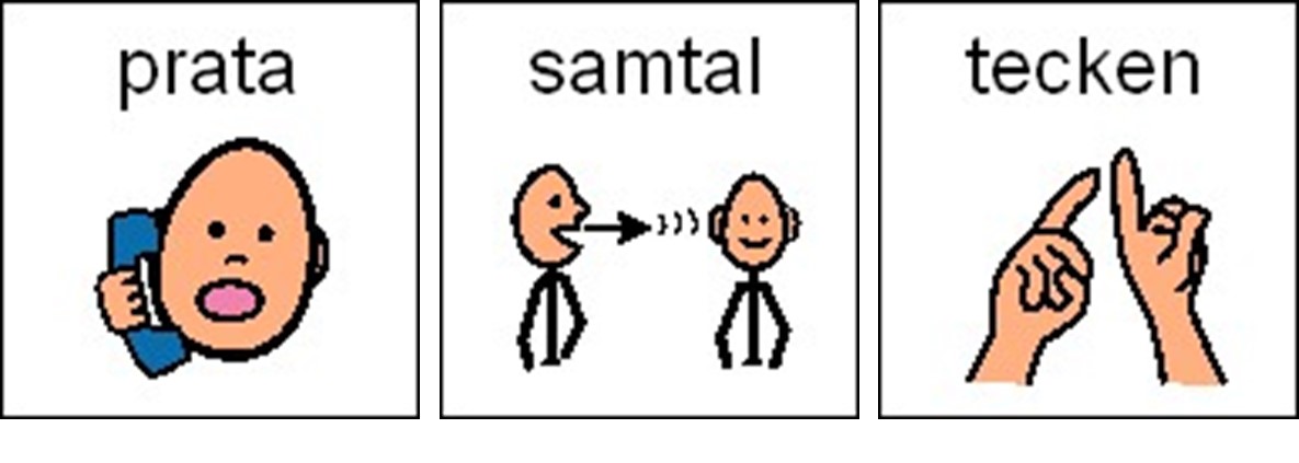 Illustrationer för orden prata, samtal, tecken.