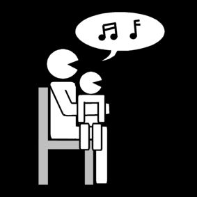 Vuxen och barn som sjunger.