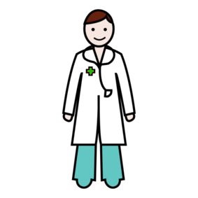 bild på en läkare med vit rock och stetoskop runt halsen