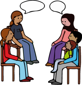 personer som sitter och pratar