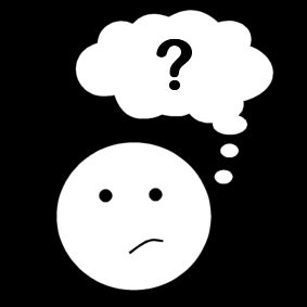 blid på ett ansikte och ett frågetecken