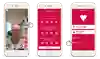 Mobiltelefoner som visar hur det ser ut i app när man har ett videomöte. På första bilden pekar en hand mot en dörrsymbol. På andra bilden visas en utvärdering man kan skicka. På tredje bilden pekar en hand mot en dörrsymbol med texten Logga ut. Kollage.