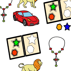 Illustration över presenter man kan välja på - en bild, ett block och leksakslejon