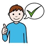 Person håller tumme upp