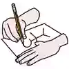 En hand som håller i en penna och ritar en streckgubbe